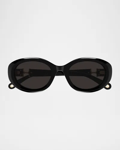 Chloé Marcie Oval Acetate Sunglasses In Brown