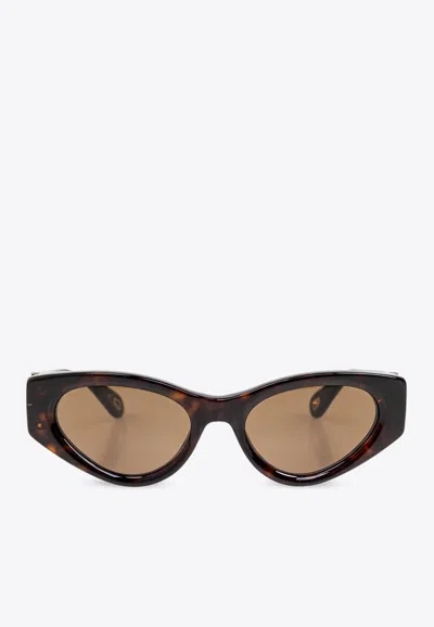 Chloé Marcie Oval-framed Sunglasses With Logo-lettering