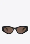 Chloé Marcie Oval-framed Sunglasses With Logo-lettering In Brown