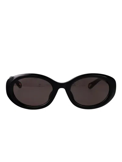 Chloé Marcie Oval Sunglasses In Black