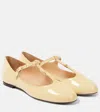 Chloé Marcie Embellished Metallic Cracked-leather Ballet Flats In Beige