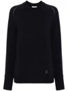 Chloé Chloe Women Midnight Blue Cashmere Blend Oversize Sweater In Blue