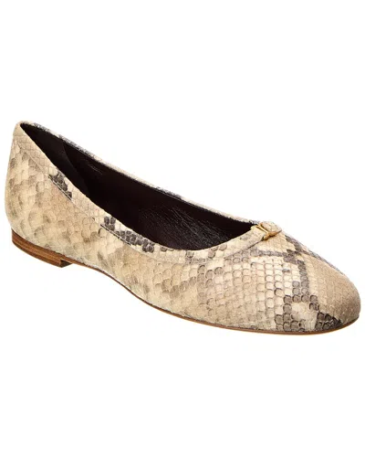 CHLOÉ CHLOÉ MARCIE PYTHON-EMBOSSED LEATHER FLAT