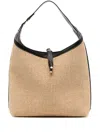 Chloé Marcie Leather-trimmed Raffia Shoulder Bag In Brown