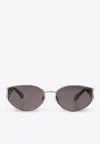 Chloé Marcie Round-framed Sunglasses With Logo-lettering In Gray