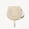 Chloé Marcie Saddle Bag In Grained Leather Beige Size Onesize 100% Calf-skin Leather