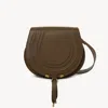 Chloé Sac Porté Épaule Marcie En Cuir Grainé Femme Beige Taille Onesize 100% Cuir De Veau In 黄棕色