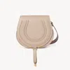 Chloé Marcie Saddle Bag In Grained Leather Beige Size Onesize 100% Calf-skin Leather In Sand