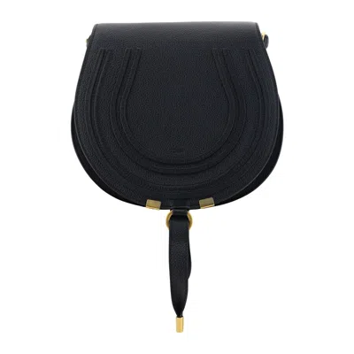 Chloé Chloe Marcie Saddle Bag In Grained Leather In Black