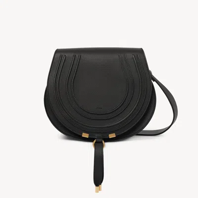 Chloé Sac Porté Épaule Marcie En Cuir Grainé Femme Noir Taille Onesize 100% Cuir De Veau In Black
