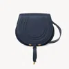 Chloé Marcie Saddle Bag In Grained Leather Blue Size Onesize 100% Calf-skin Leather In Blue