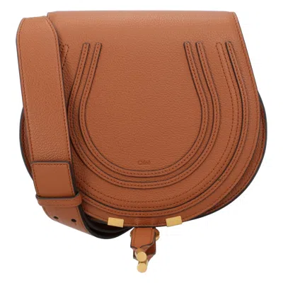 Chloé Marcie Saddle Bag In Grained Leather In Brown