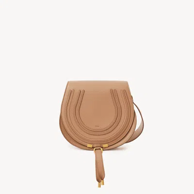 Chloé Marcie Saddle Bag In Grained Leather In Brown