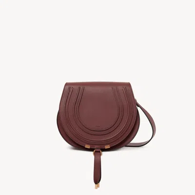 Chloé Marcie Saddle Bag In Grained Leather In Brown
