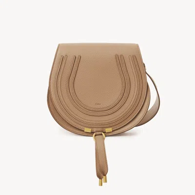 Chloé Marcie Saddle Bag In Grained Leather Brown Size Onesize 100% Calf-skin Leather