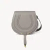 Chloé Marcie Saddle Bag In Grained Leather Grey Size Onesize 100% Calf-skin Leather In Gray