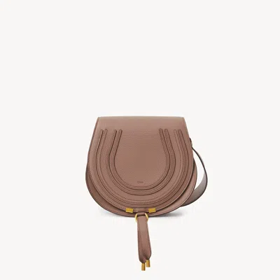Chloé Marcie Saddle Bag In Grained Leather In Brown