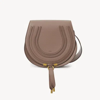 Chloé Marcie Saddle Bag In Grained Leather Pink Size Onesize 100% Calf-skin Leather