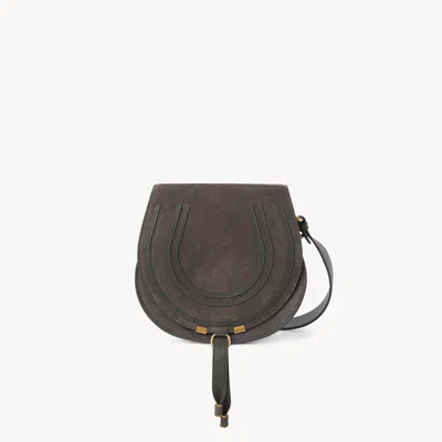 Chloé Marcie Saddle Bag In Suede Leather In Brown