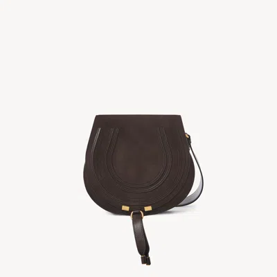 Chloé Marcie Saddle Bag In Suede Leather In Brown