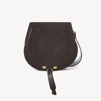 Chloé Sac Porté Épaule Marcie En Cuir Velours Femme Brun Taille Onesize 100% Cuir De Veau