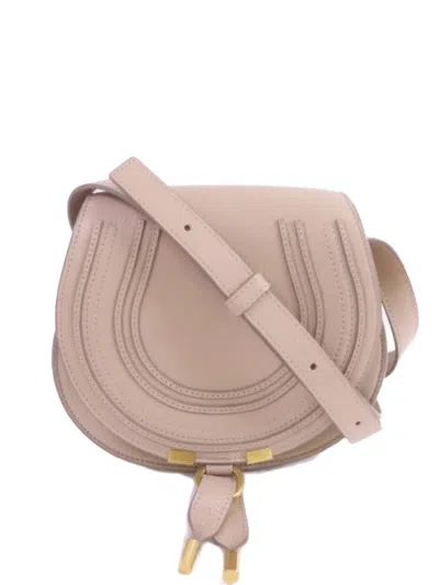 Pre-owned Chloé Marcie Saddle Crossbody Bag In Neutral