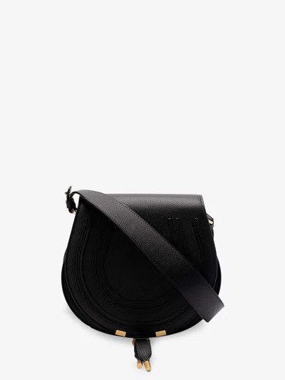 Chloé Marcie Saddle Leather Crossbody Bag In Black