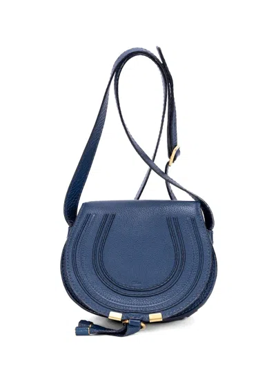 Pre-owned Chloé Marcie Saddle Shoulder Bag In Blue