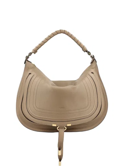 Chloé Marcie Saddle-stitch Shoulder Bag In Neutral