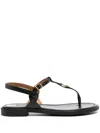 Chloé Marcie Flat Leather Sandals In Schwarz