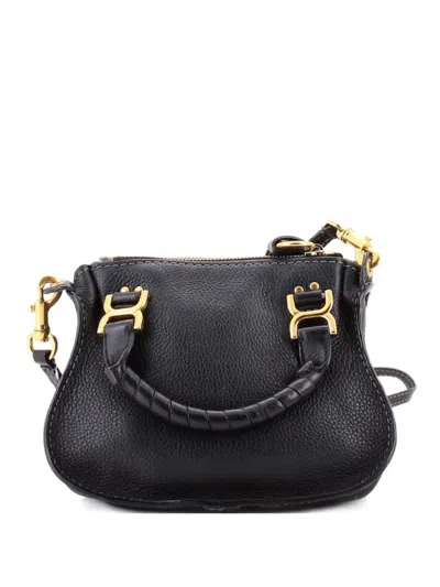 Pre-owned Chloé Marcie Satchel Leather Baby Crossbody Bag In Black