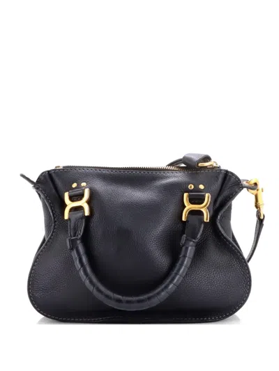 Pre-owned Chloé Marcie Satchel Leather Baby Crossbody Bag In Black