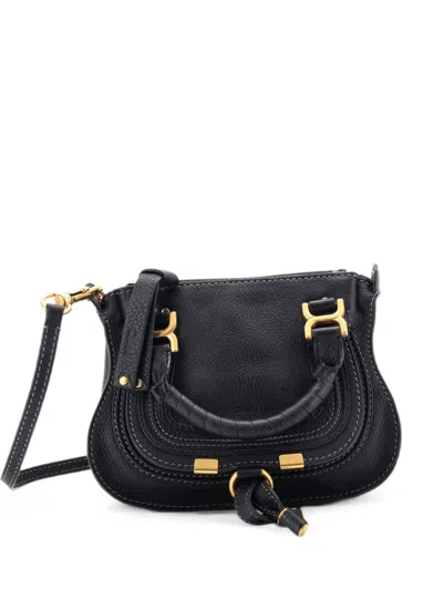 Pre-owned Chloé Marcie Satchel Leather Baby Crossbody Bag In Black