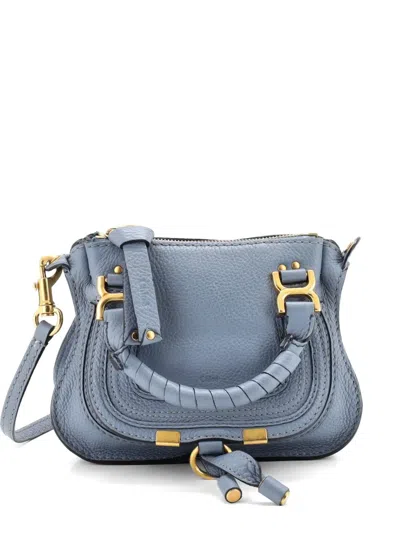 Pre-owned Chloé Marcie Satchel Leather Baby Crossbody Bag In Blue