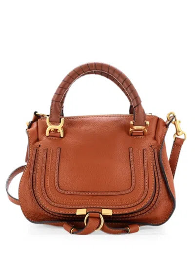Pre-owned Chloé Marcie Satchel Leather Baby Crossbody Bag In Brown