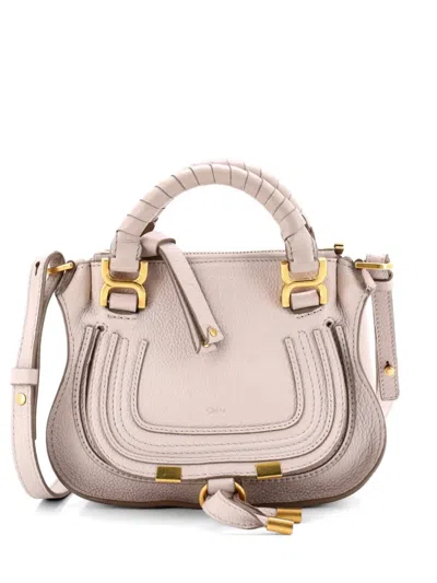 Pre-owned Chloé Marcie Satchel Leather Baby Crossbody Bag In Neutral