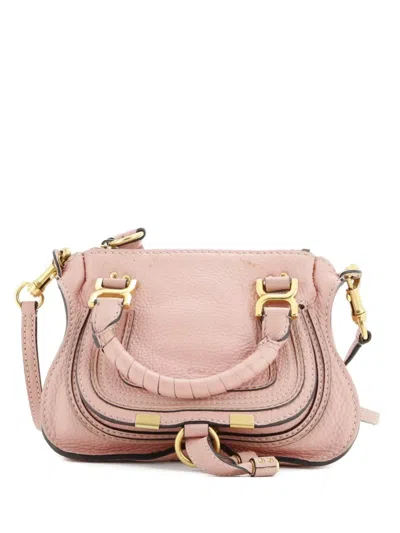 Pre-owned Chloé Marcie Satchel Leather Baby Crossbody Bag In Pink