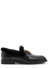 Chloé Chloe Marcie Shearling-lined Leather Loafers In Black