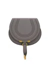 Chloé Marcie Small Saddle Crossbody Bag In Cashmere Grey
