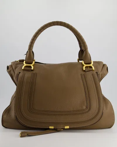 Chloé Marcie Shoulder Bag In Taupe Leather With Gold Hardware