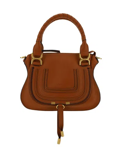 Chloé Marcie Small Leather Handbag In Brown