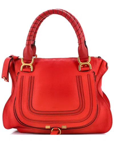 Chloé Marcie Shoulder Bag Leather Medium (authentic Pre-loved) In Red