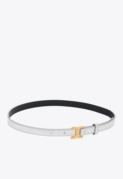 Chloé Marcie Leather Belt In Silver