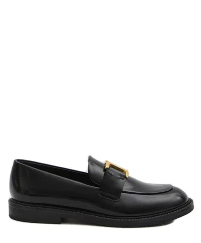 Chloé Shiny Calfskin Loafers In Black