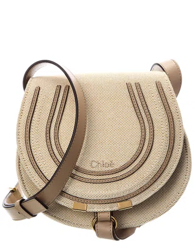 Chloé Marcie Small Canvas & Leather Saddle Bag In Brown