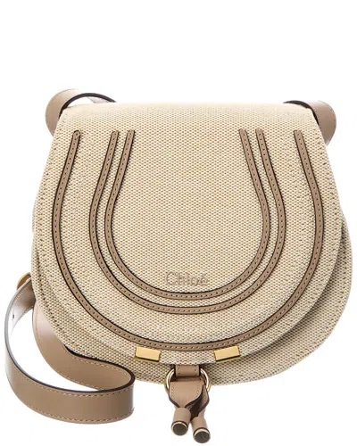 Chloé Marcie Small Canvas & Leather Shoulder Bag In Brown