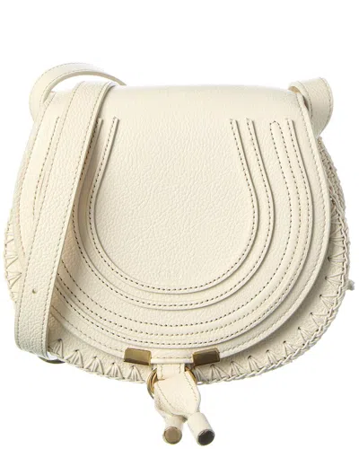 Chloé Marcie Small Crochet & Leather Bag In White