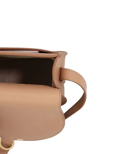 Chloé Marcie Small Crossbody Bag In Shiny Calfskin In Beige