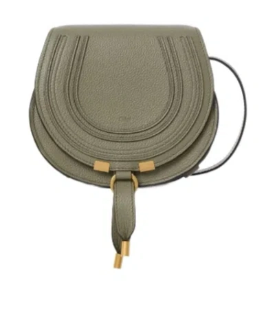 Chloé Marcie Mini Textured-leather Shoulder Bag In Green