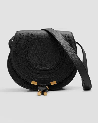 Chloé Marcie Small Crossbody Bag In Grained Calfskin In Black